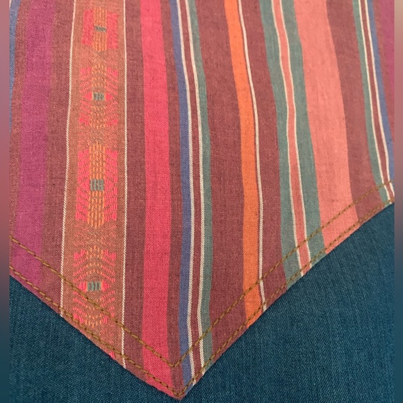 Wrangler Women’s Rodeo Denim Medium Western Cowgirl Belted Dress Blue Preowned - Picture 10 of 11